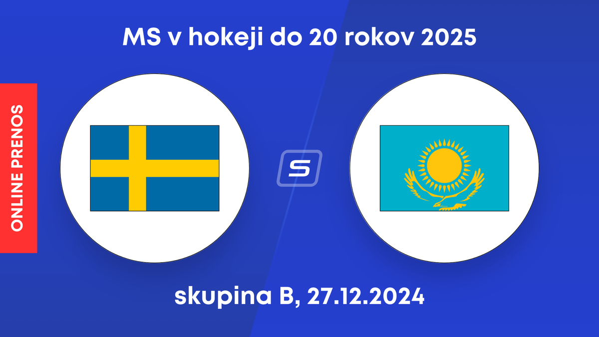 Švédsko - Kazachstan: ONLINE prenos z MS v hokeji do 20 rokov 2025.