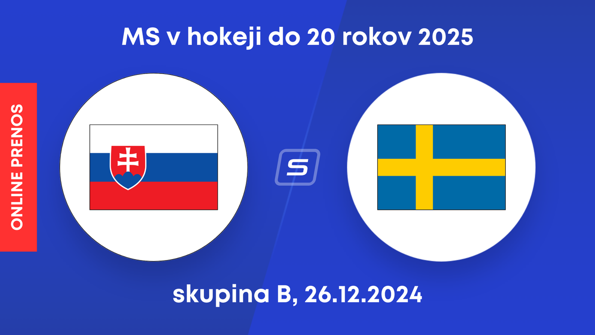 Slovensko - Švédsko: ONLINE prenos z MS v hokeji do 20 rokov 2025.