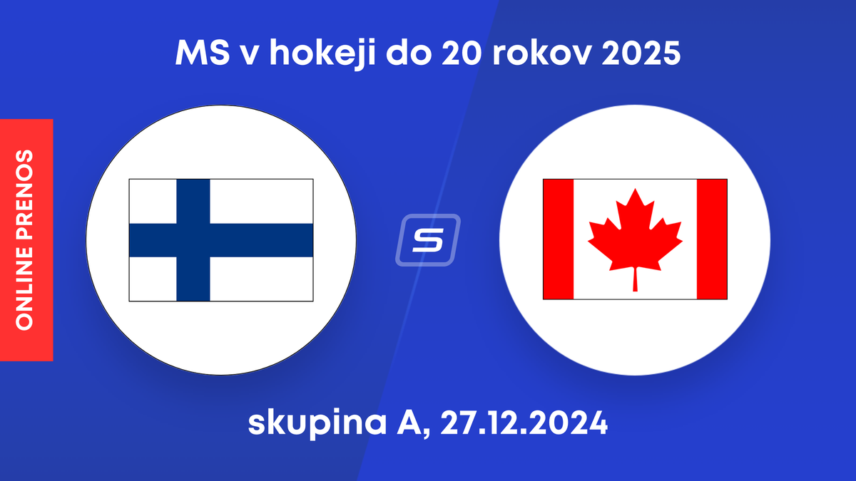 Fínsko - Kanada: ONLINE prenos z MS v hokeji do 20 rokov 2025.