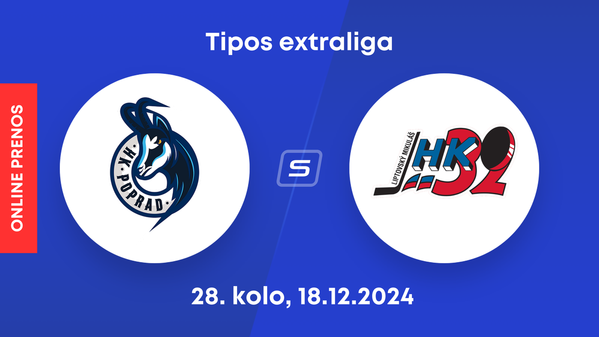 HK Poprad - Hk 32 Liptovský Mikuláš: ONLINE prenos zo zápasu 28. kola Tipos extraligy.