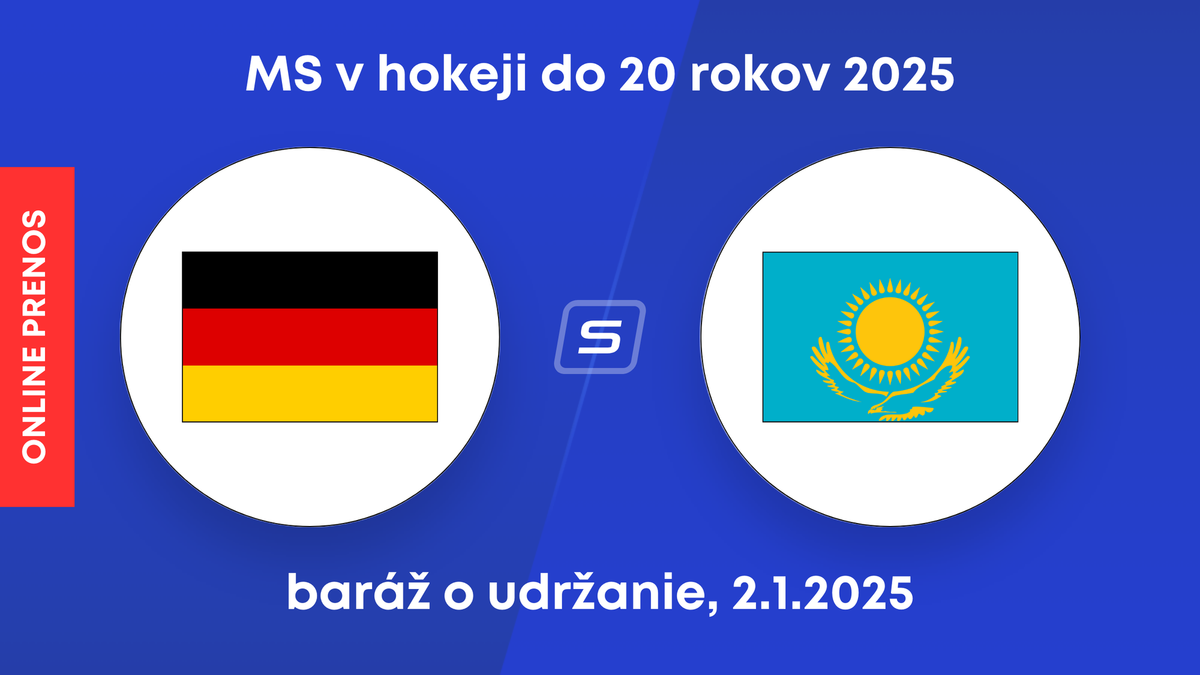 Nemecko - Kazachstan: ONLINE prenos zo zápasu MS v hokeji do 20 rokov 2025.