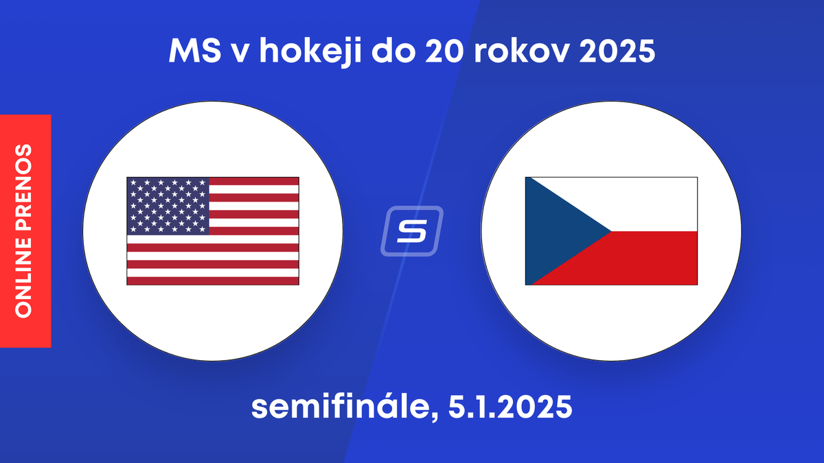 USA - Česko: ONLINE prenos zo zápasu semifinále na MS v hokeji do 20 rokov 2025.