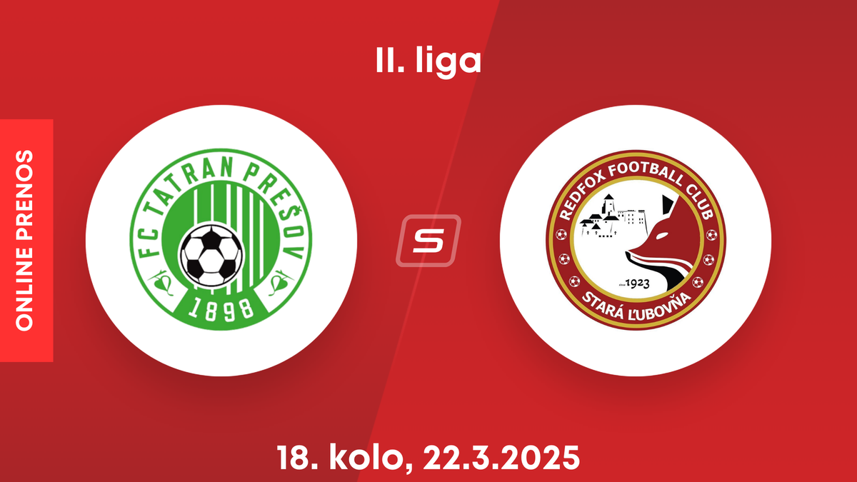 FC Tatran Prešov - Stará Ľubovňa Redfox Football Club: ONLINE prenos zo zápasu 18. kola II. ligy.