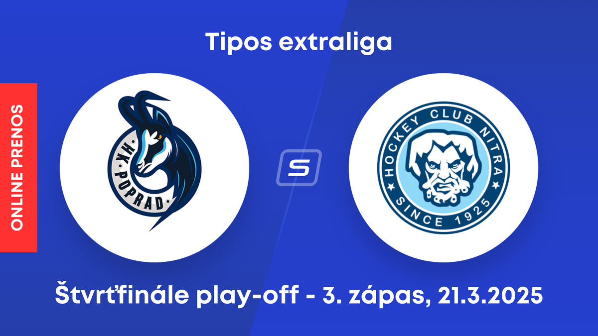 HK Poprad - HK Nitra: ONLINE prenos z 3. zápasu štvrťfinále play-off Tipos extraligy.