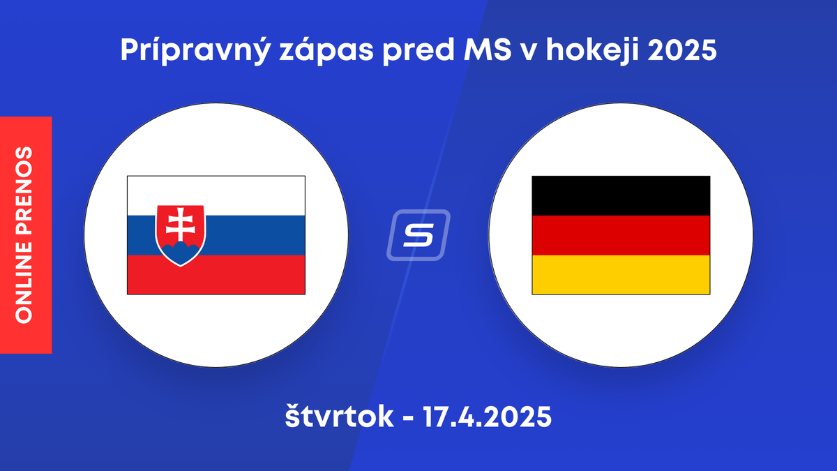 Slovensko - Nemecko: ONLINE prenos z prípravného zápasu pred MS v hokeji 2025 (štvrtok).