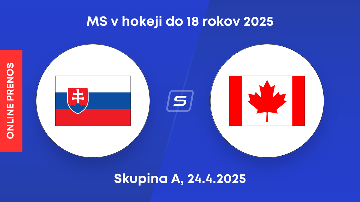 Slovensko - Kanada: ONLINE prenos zo zápasu skupiny A na MS v hokeji do 18 rokov 2025 (MS U18).