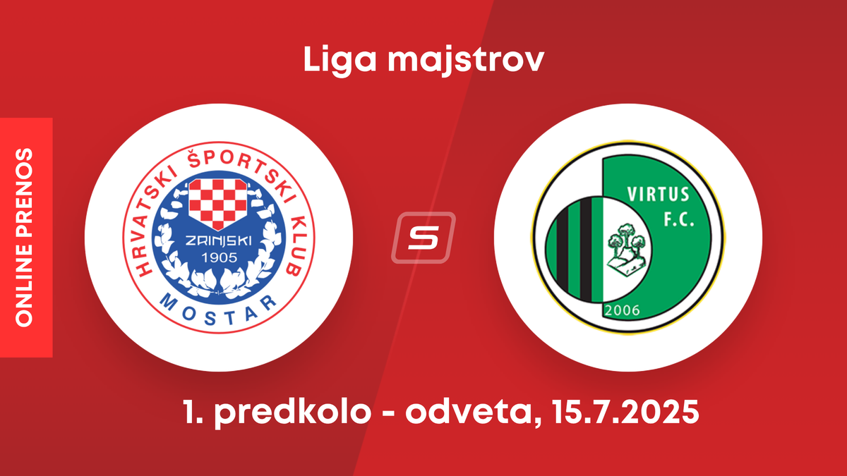 HŠK Zrinjski Mostar - AC Virtus: ONLINE prenos z odvetného zápasu 1. predkola Ligy majstrov.