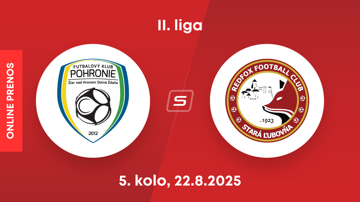 FK Pohronie - Stará Ľubovňa Redfox Football Club: ONLINE prenos zo zápasu 5. kola II. ligy.