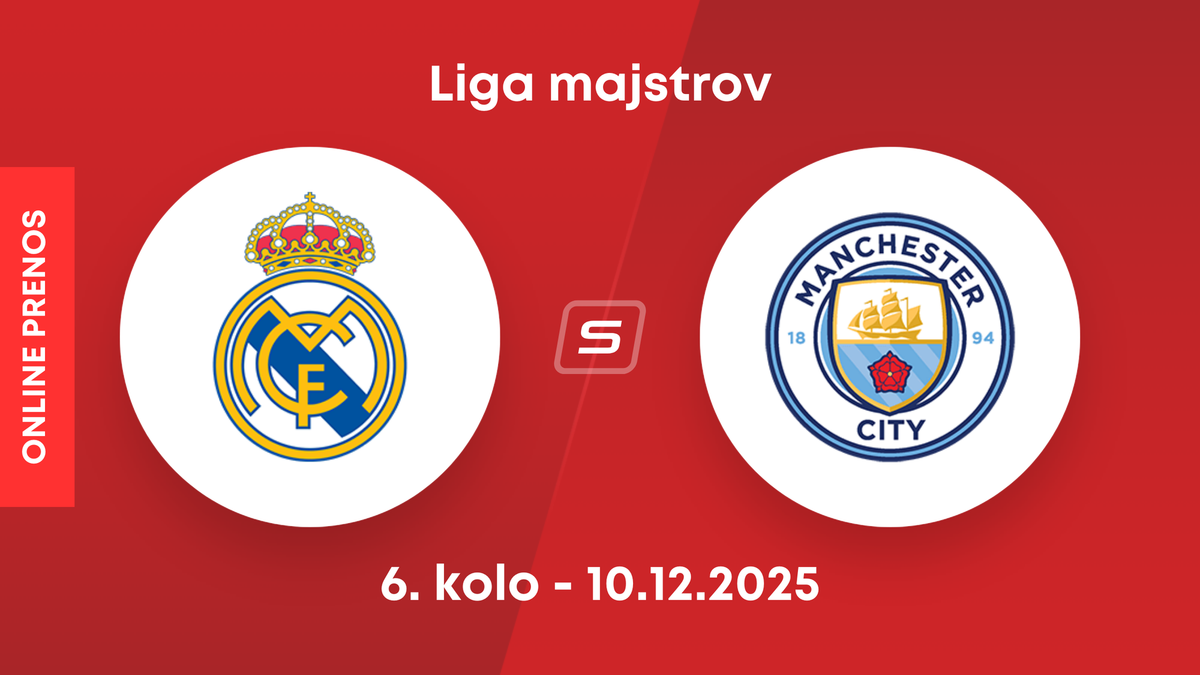 Real Madrid - Manchester City: ONLINE prenos zo zápasu 6. kola ligovej fázy Ligy majstrov.