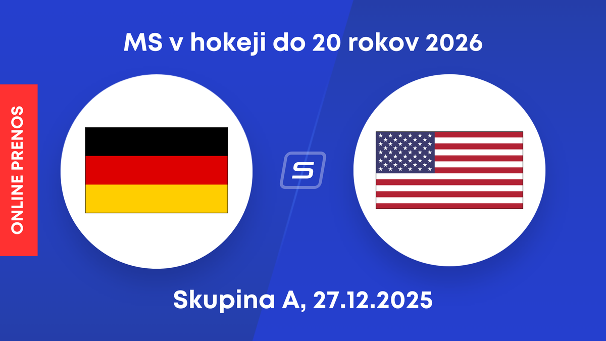 Nemecko - USA: ONLINE prenos zo zápasu skupiny A na MS v hokeji do 20 rokov 2026.