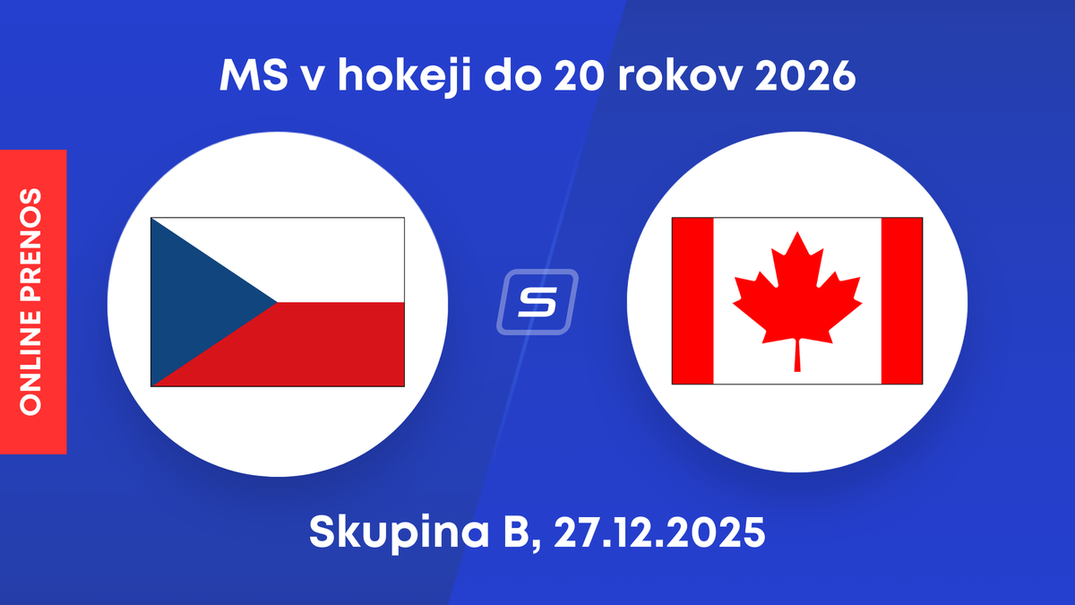 Česko - Kanada: ONLINE prenos zo zápasu skupiny B na MS v hokeji do 20 rokov 2026.