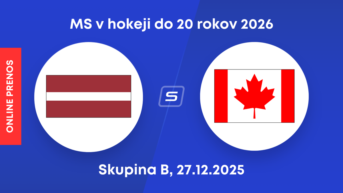 Lotyšsko - Kanada: ONLINE prenos zo zápasu skupiny B na MS v hokeji do 20 rokov 2026.