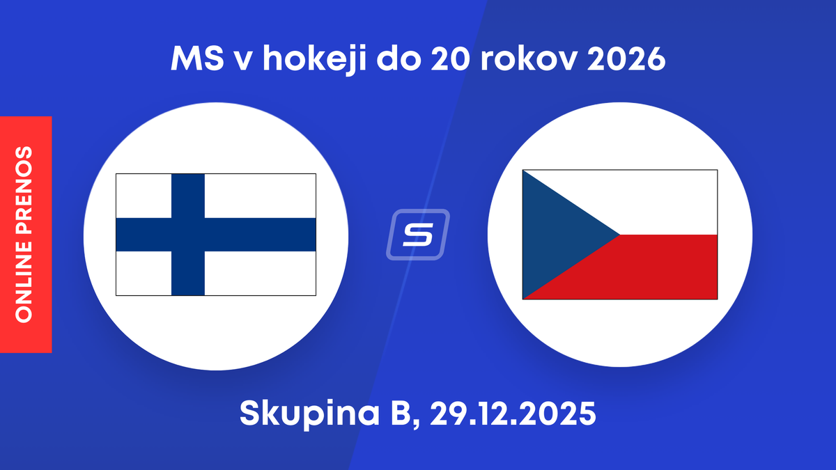 Fínsko - Česko: ONLINE prenos zo zápasu skupiny B na MS v hokeji do 20 rokov 2026.
