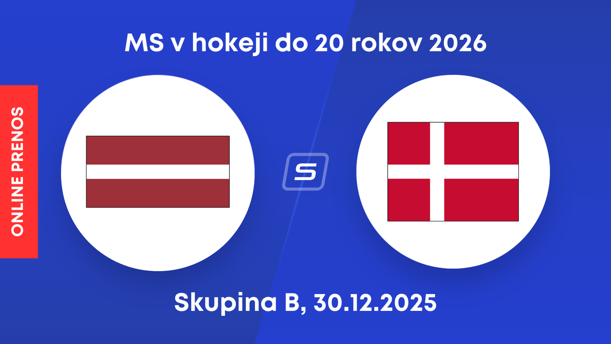 Lotyšsko - Dánsko: ONLINE prenos zo zápasu skupiny B na MS v hokeji do 20 rokov 2026.