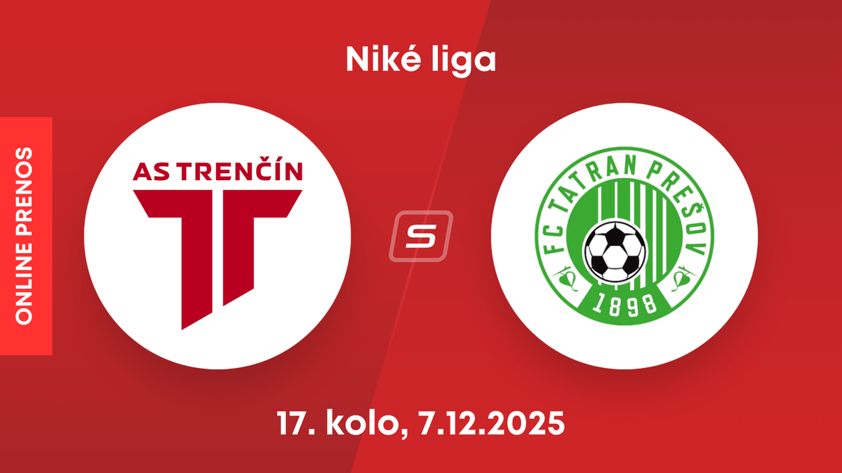 AS Trenčín - FC Tatran Prešov: ONLINE prenos zo zápasu 17. kola Niké ligy.