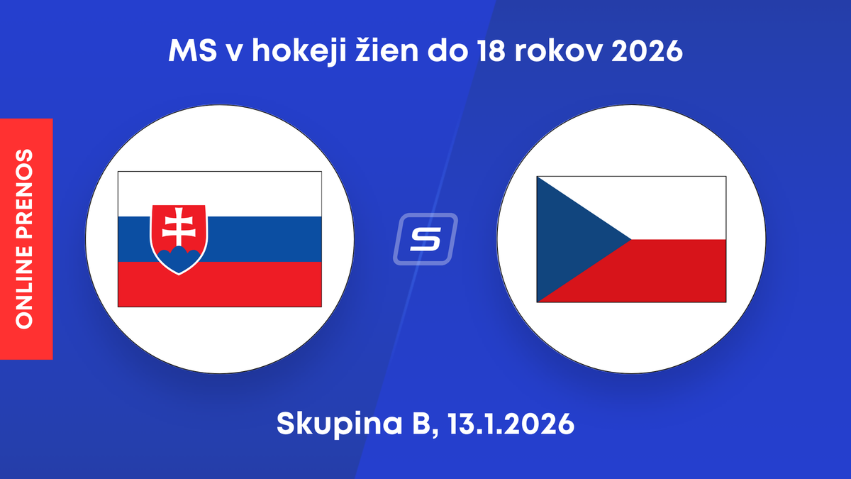Slovensko - Česko, ONLINE prenos z MS v hokeji žien do 18 rokov 2026 (U18).
