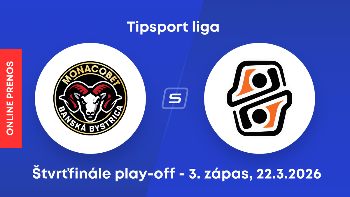 HC MONACObet Banská Bystrica - HC Košice: ONLINE prenos z 3. zápasu štvrťfinále play-off Tipsport ligy.
