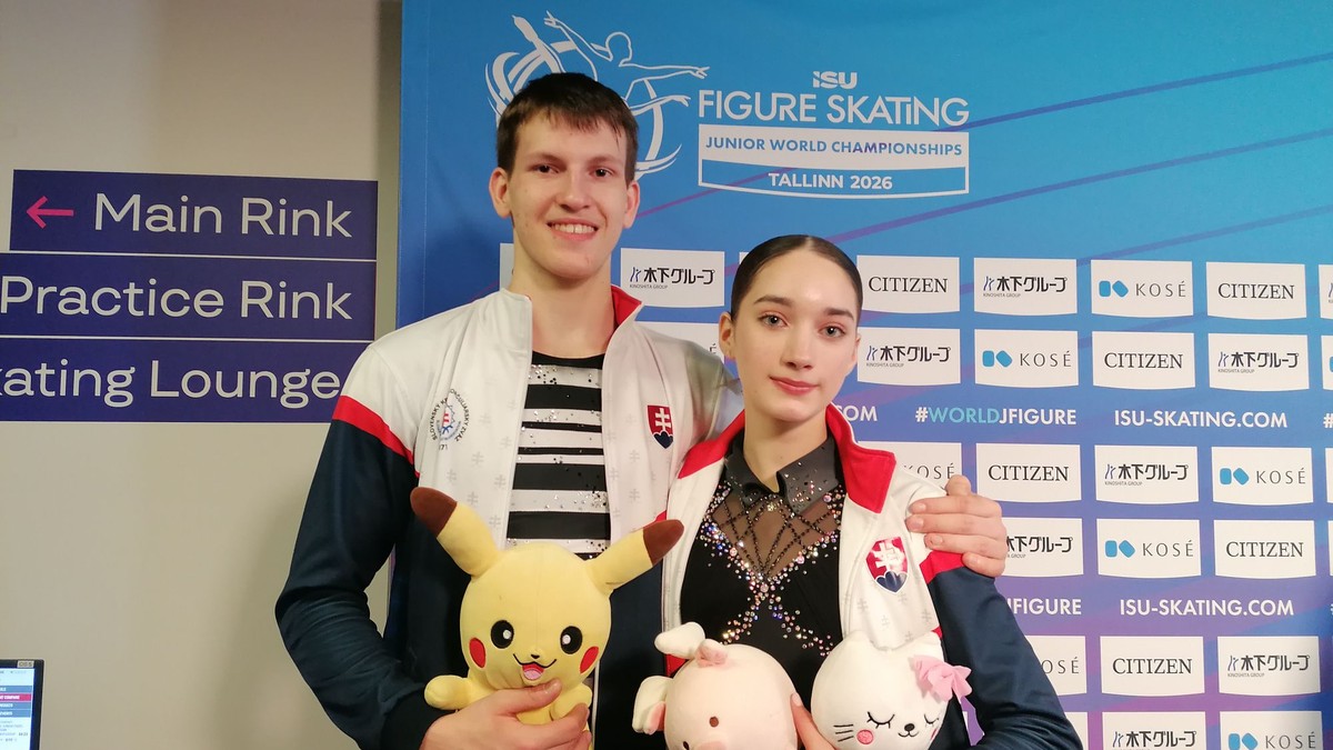 Alex Války a Laura Hečková po krátkom programe na MSJ v Tallinne. 