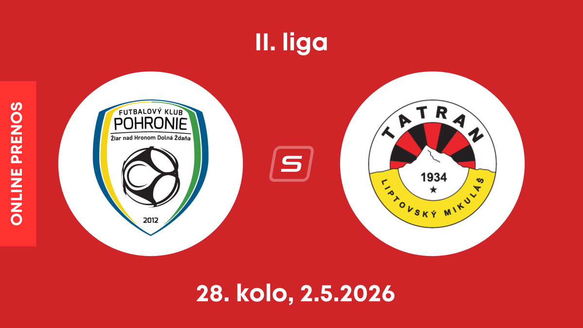 FK Pohronie - MFK Tatran Liptovský Mikuláš: ONLINE prenos zo zápasu 28. kola II. ligy.