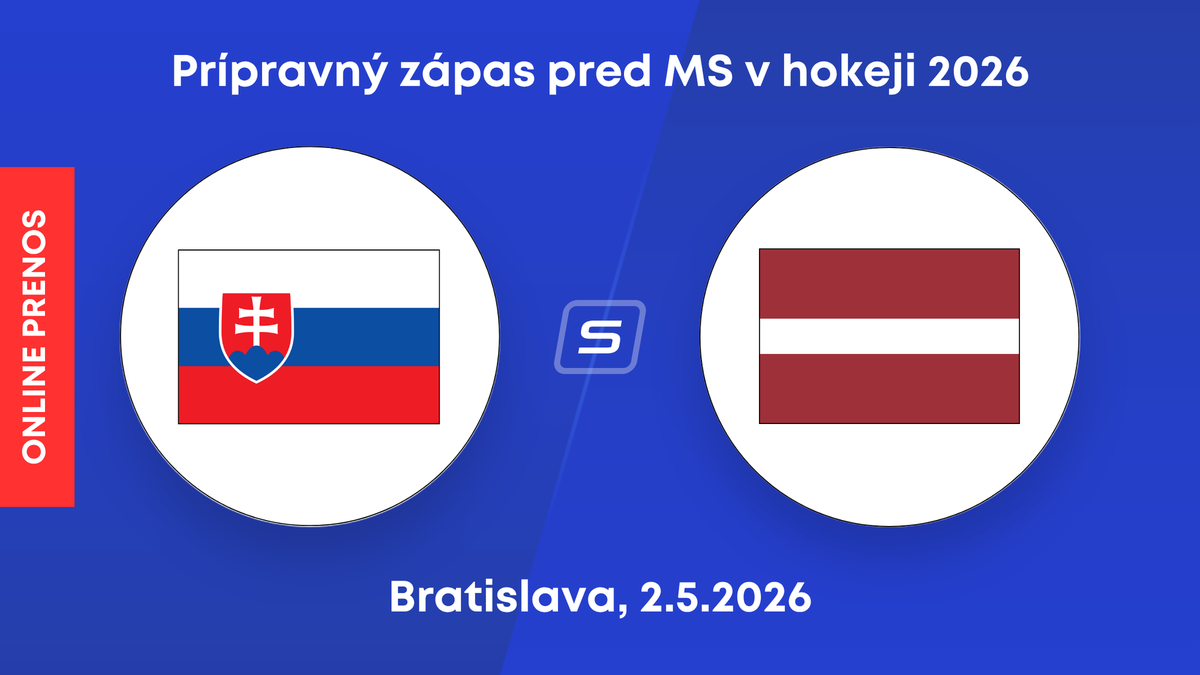 Slovensko - Lotyšsko: ONLINE prenos z prípravného zápasu pred MS v hokeji 2026 (sobota).