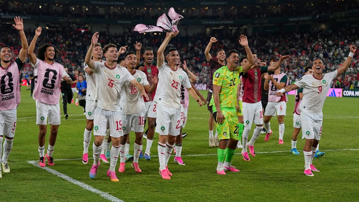 Moroccan players celebrate following the World Cup round of 32 soccer match between the Netherlands and Morocco in Guadalupe, near Monterrey, Mexico, Monday, June 29, 2026. (AP Photo/Ricardo Mazalan)

- Canada26
- Canada2026
- FIFA
- Mexico26
- Mexico2026
- soccer
- USA26
- USA2026
- worldcup
- worldcup26
- WorldCup2026
- futbol
- Canada26
- Canada2026
- FIFA
- Mexico26
- Mexico2026
- soccer
- USA26
- USA2026
- worldcup
- worldcup26
- WorldCup2026
- futbol