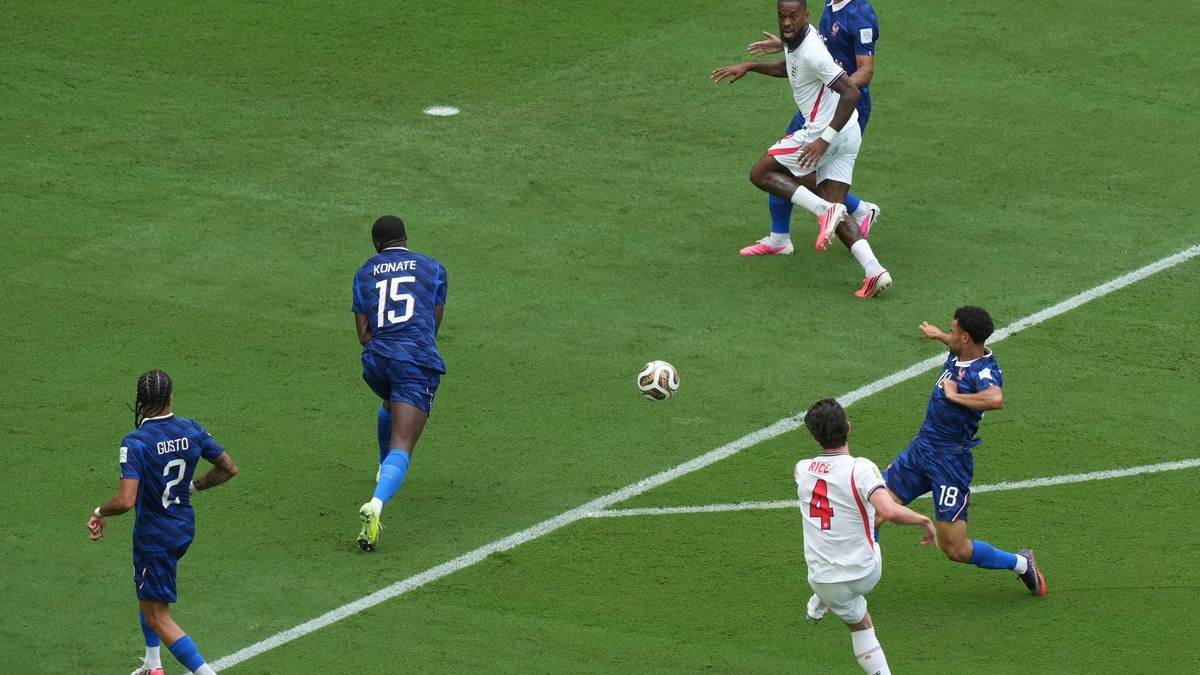 England's Declan Rice (4) kicks the ball past France's Warren Zaire-Emery (18) to score their sides first goal during the World Cup third-place playoff soccer match between France and England in Miami Gardens, Fla., Saturday, July 18, 2026. (AP Photo/Marta Lavandier)

- Canada26
- Canada2026
- FIFA
- Mexico26
- Mexico2026
- soccer
- USA26
- USA2026
- worldcup
- worldcup26
- WorldCup2026
- futbol
- Canada26
- Canada2026
- FIFA
- Mexico26
- Mexico2026
- soccer
- USA26
- USA2026
- worldcup
- worldcup26
- WorldCup2026
- futbol
