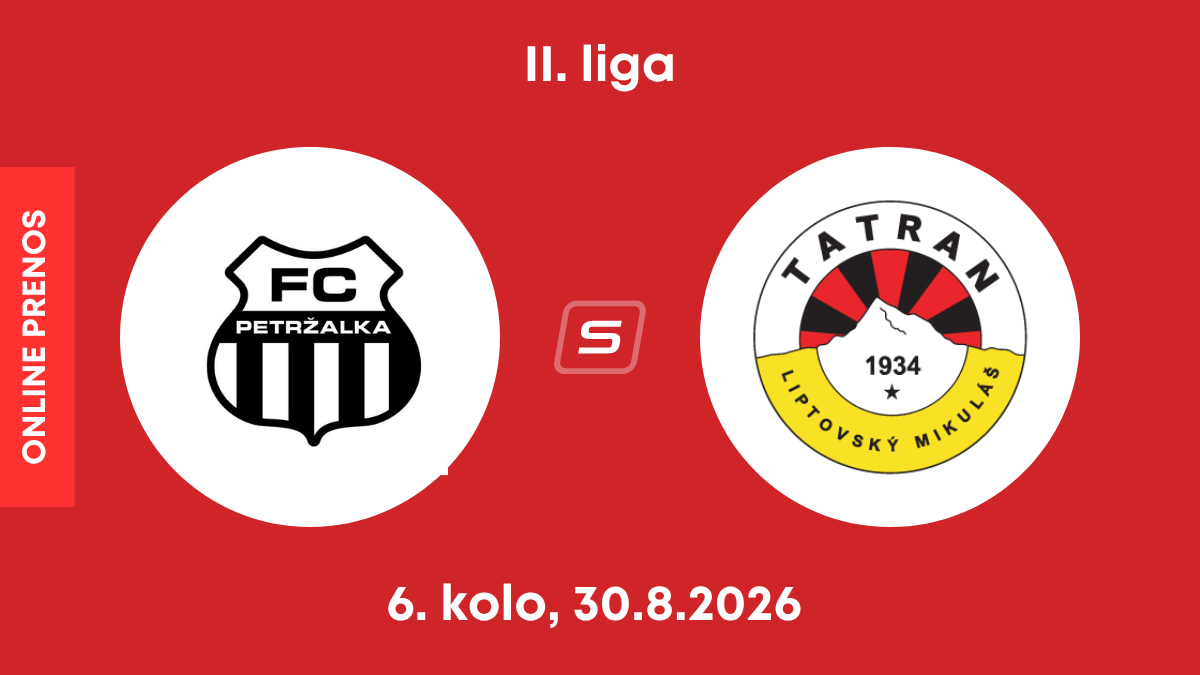 FC Petržalka - MFK Tatran Liptovský Mikuláš: ONLINE prenos zo zápasu 4. kola II. ligy.