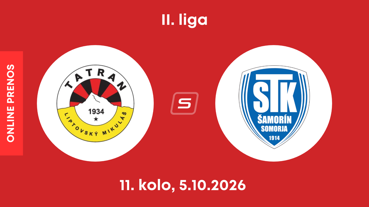 MFK Tatran Liptovský Mikuláš - FC ŠTK 1914 Šamorín: ONLINE prenos zo zápasu 11. kola II. ligy.