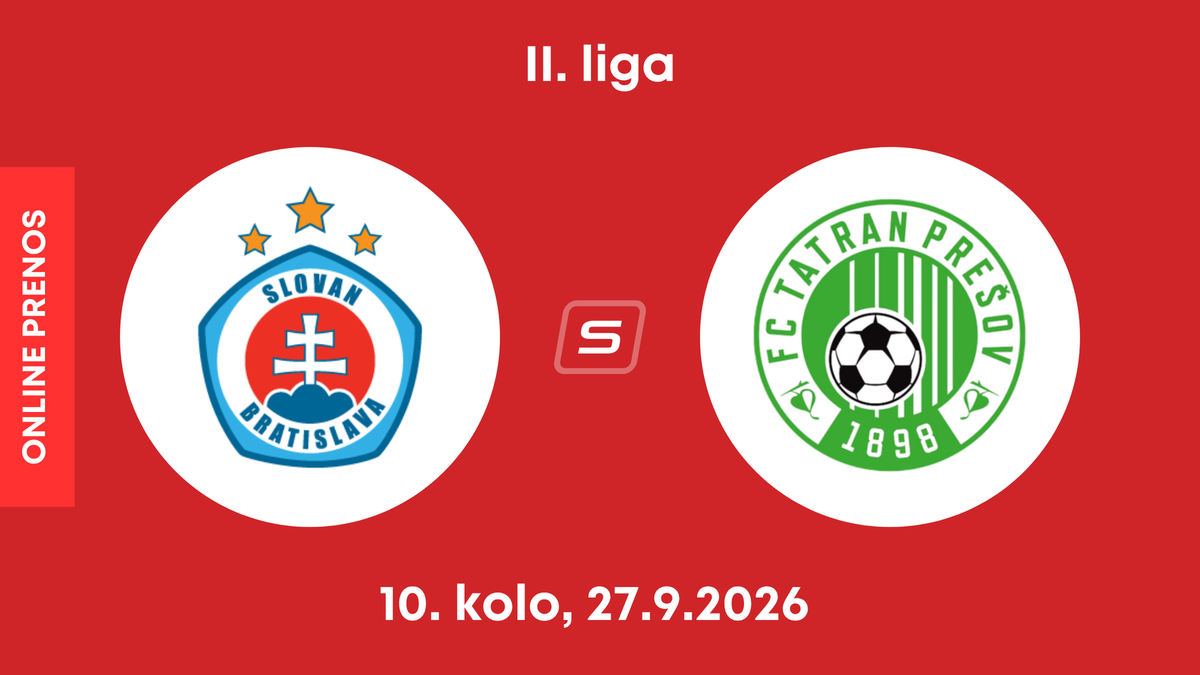 ŠK Slovan Bratislava B - FC Tatran Prešov: ONLINE prenos zo zápasu 10. kola II. ligy.
