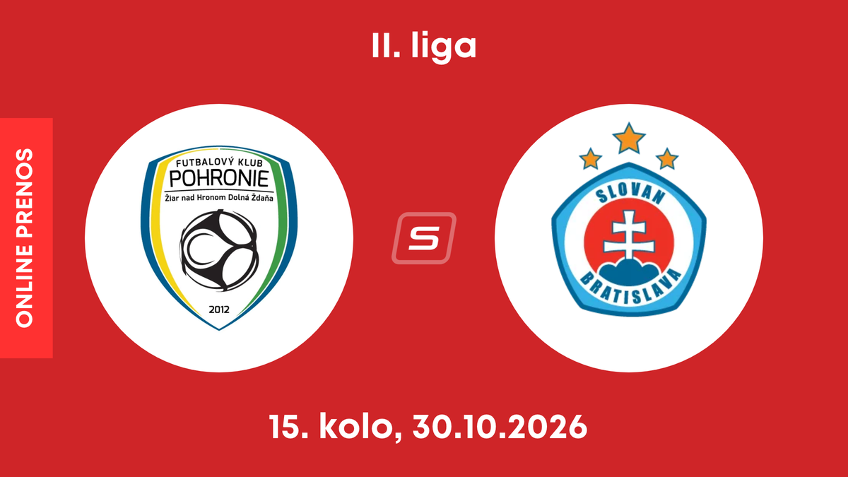 FK Pohronie - ŠK Slovan Bratislava B: ONLINE prenos zo zápasu 15. kola II. ligy.