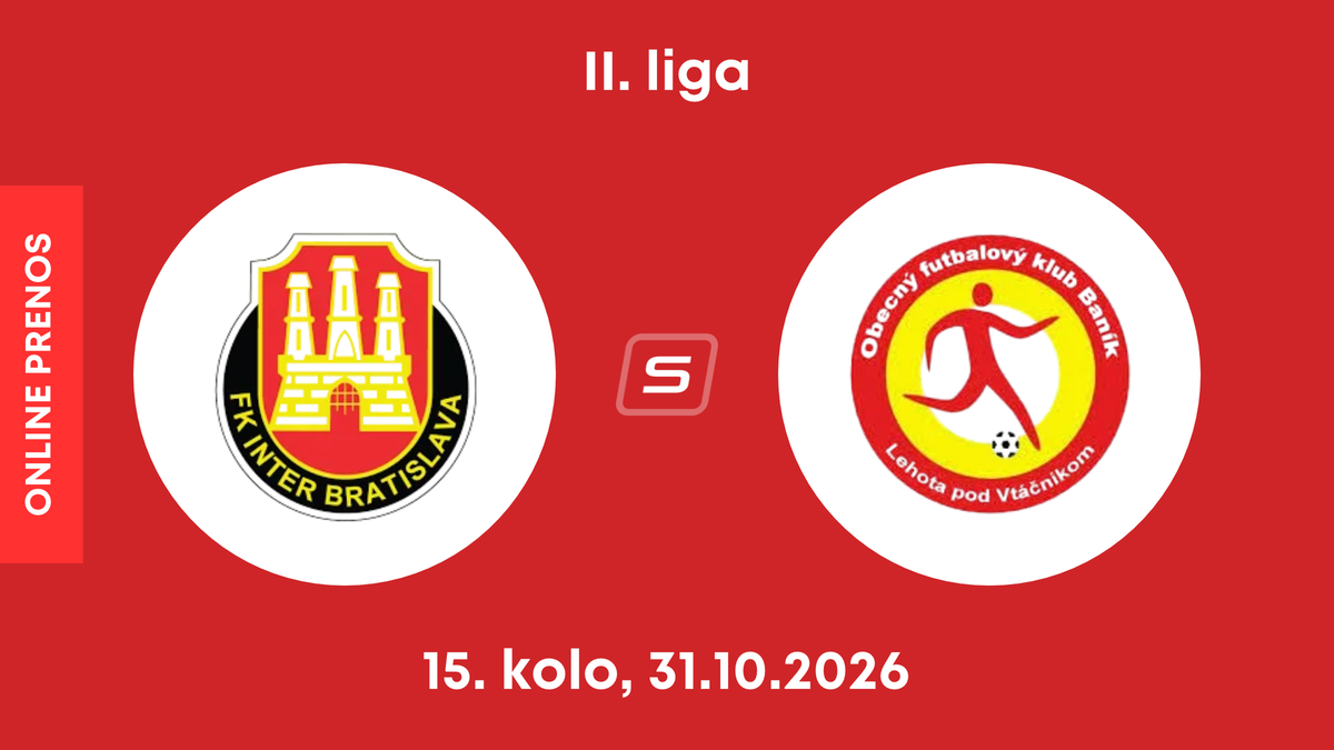 FK Inter Bratislava - OFK Baník Lehota pod Vtáčnikom: ONLINE prenos zo zápasu 15. kola II. ligy.