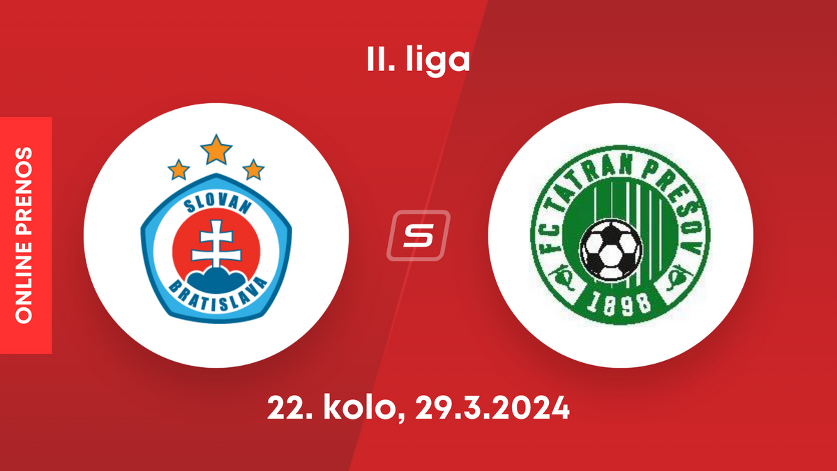 ŠK Slovan Bratislava U21 - Tatran Prešov: ONLINE prenos zo zápasu 22. kola II. ligy.