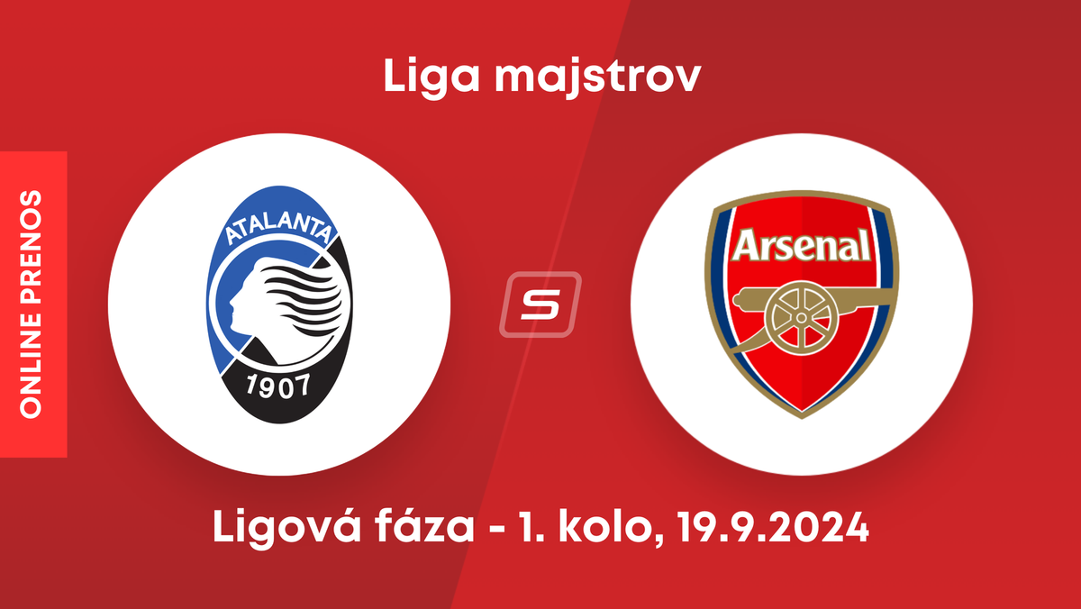 Atalanta Bergamo - Arsenal FC: ONLINE prenos zo zápasu 1. kola ligovej fázy Ligy majstrov.