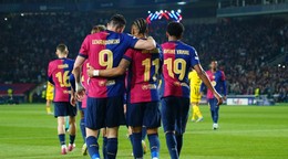 zľava Robert Lewandowski, Raphinha a Lamine Yamal