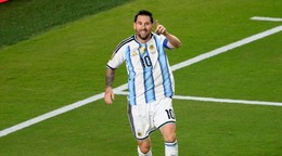 Lionel Messi oslavuje gól v zápase Argentína - Alžírsko na MS vo futbale 2026