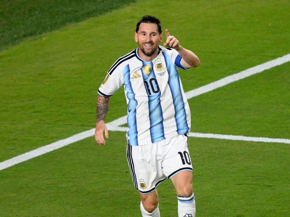 Lionel Messi oslavuje gól v zápase Argentína - Alžírsko na MS vo futbale 2026
