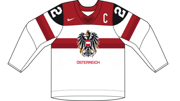 Rakúsko na MS v hokeji 2024 - dresy doma. 