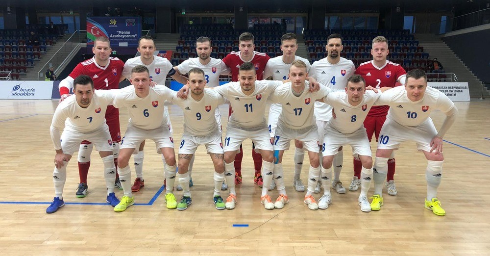 Slovenská futsalová reprezentácia pred zápasom Azerbajdžan - Slovensko 4:1 (Baku, 29.1.2021)