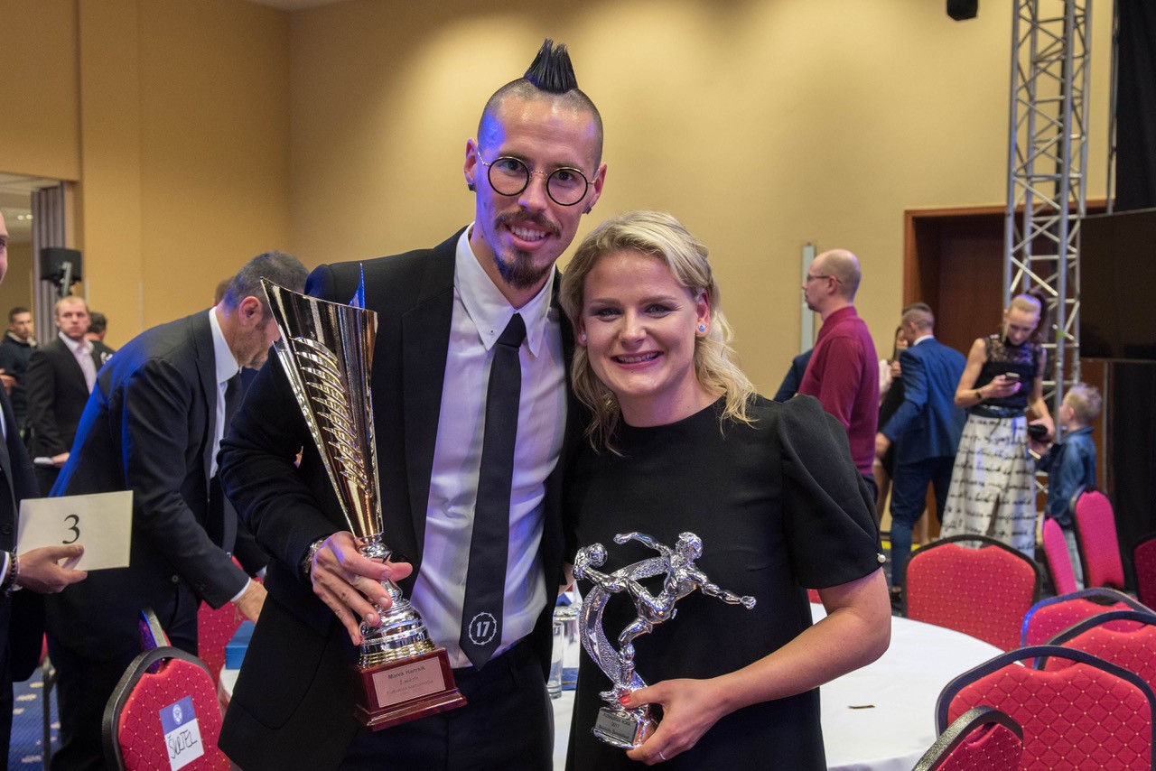 Najúspešnejší víťazi individálnych futbalových ankiet u nás Marek Hamšík a Dominika Škorvánková.