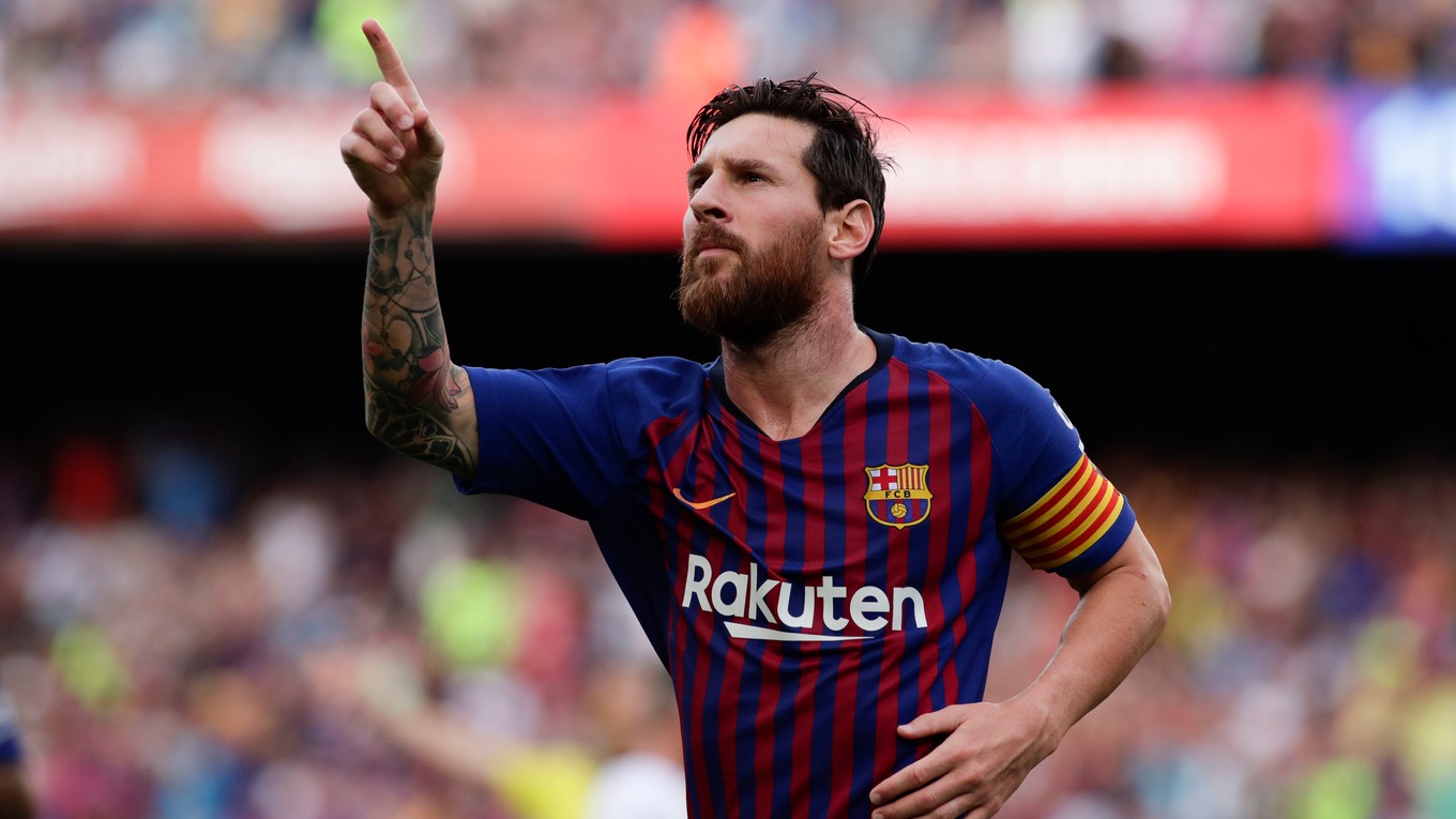 Lionel Messi sa teší z jedného zo svojich gólov.
