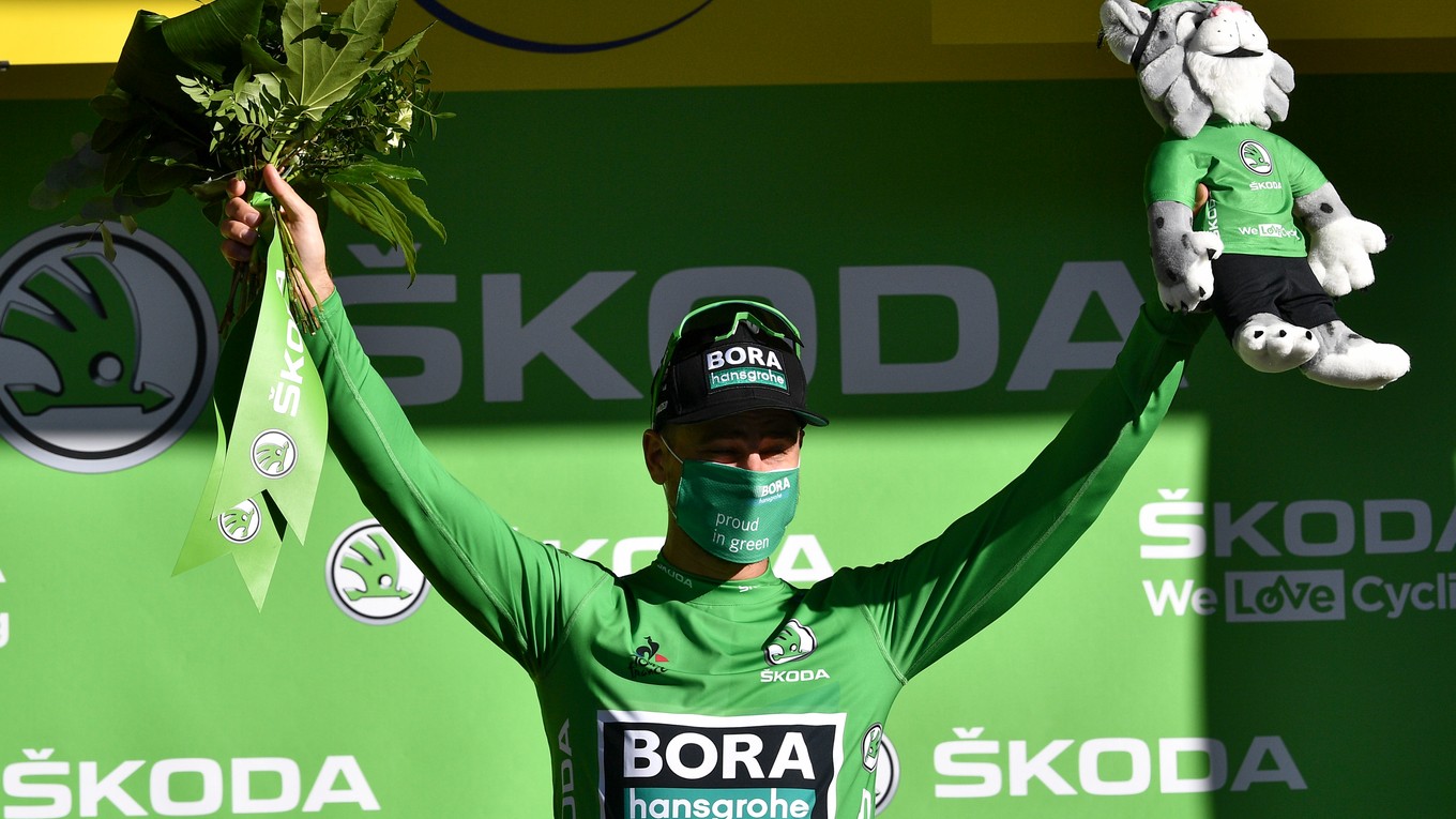 Peter Sagan v zelenom drese po 4. etape.