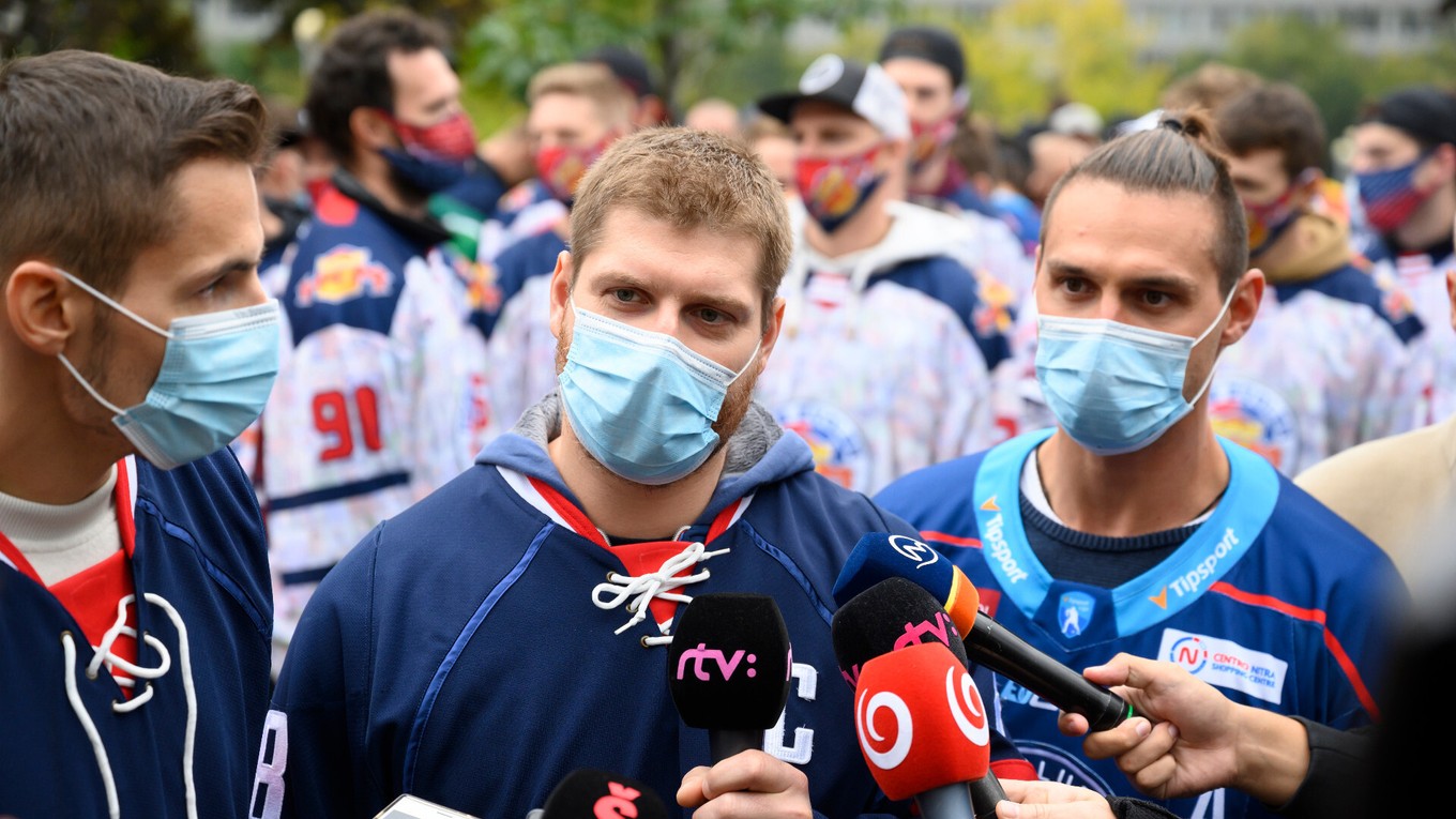 Protest slovenských hokejistov proti opatreniam vlády.