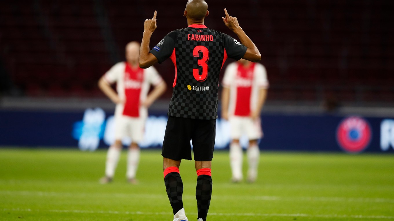 Brazílčan Fabinho v zápase proti Ajaxu Amsterdam.