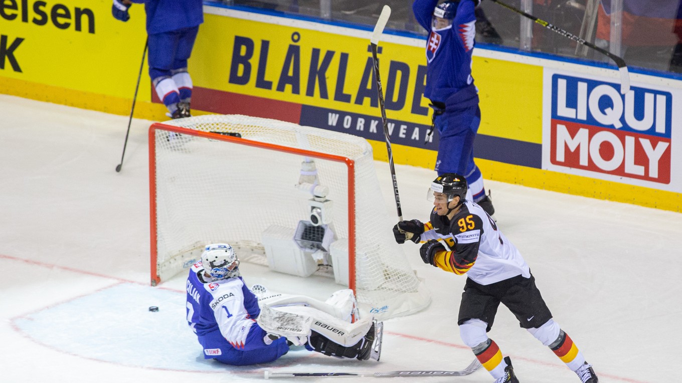 Momentka zo zápasu Slovensko - Nemecko na MS v hokeji 2019.