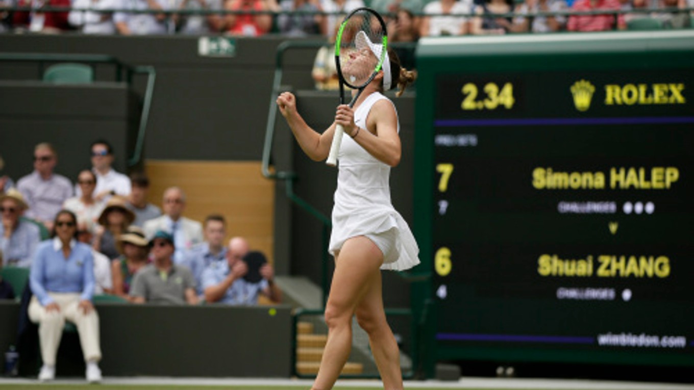 Simona Halepová na Wimbledone 2019.