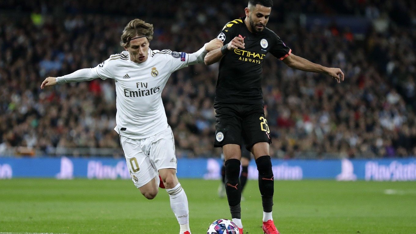 Momentka zo zápasu Manchester City - Real Madrid (Liga majstrov osemfinále).