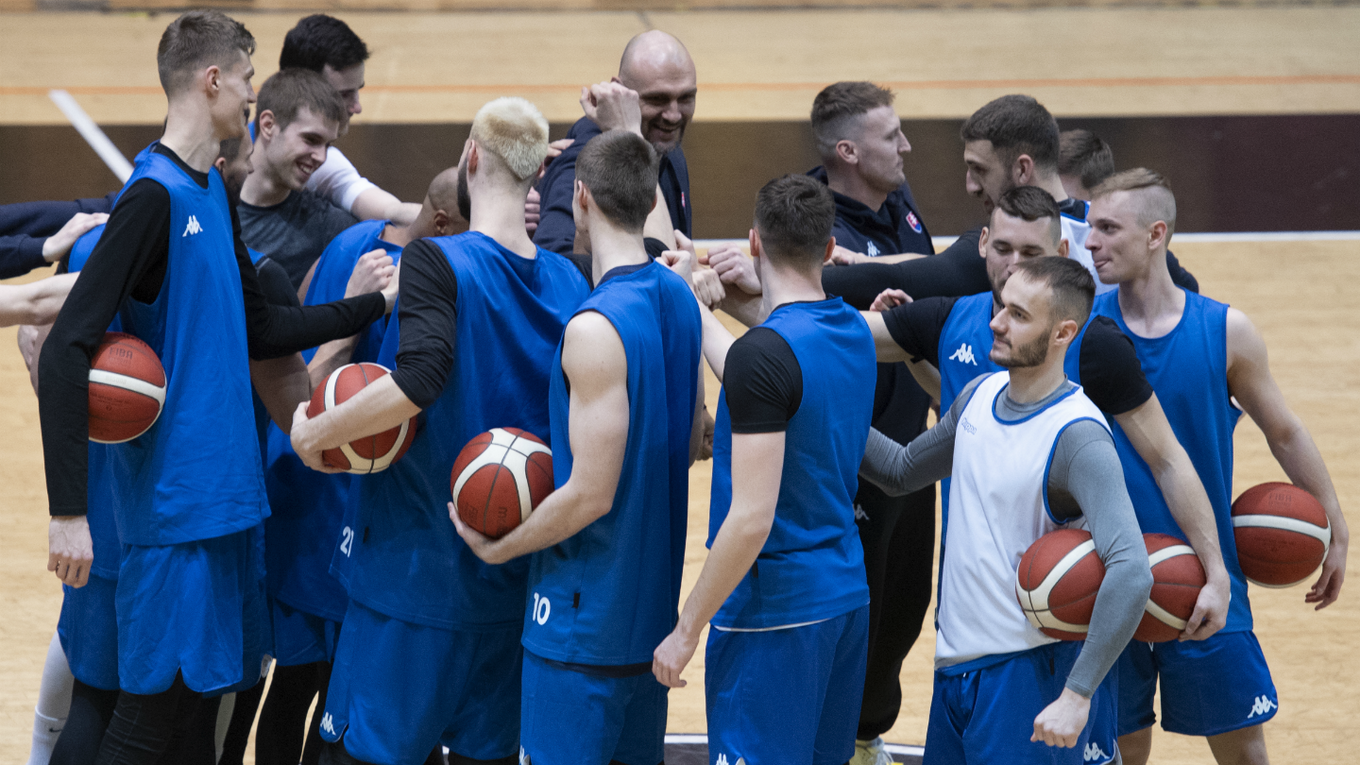 Tréning slovenskej basketbalovej reprezentácie mužov.
