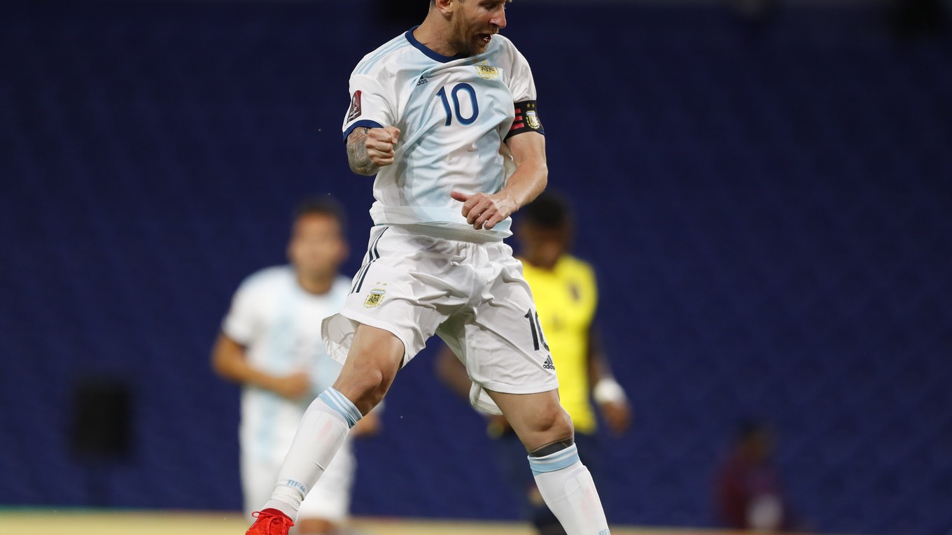 Lionel Messi po strelenom góle v drese Argentíny.