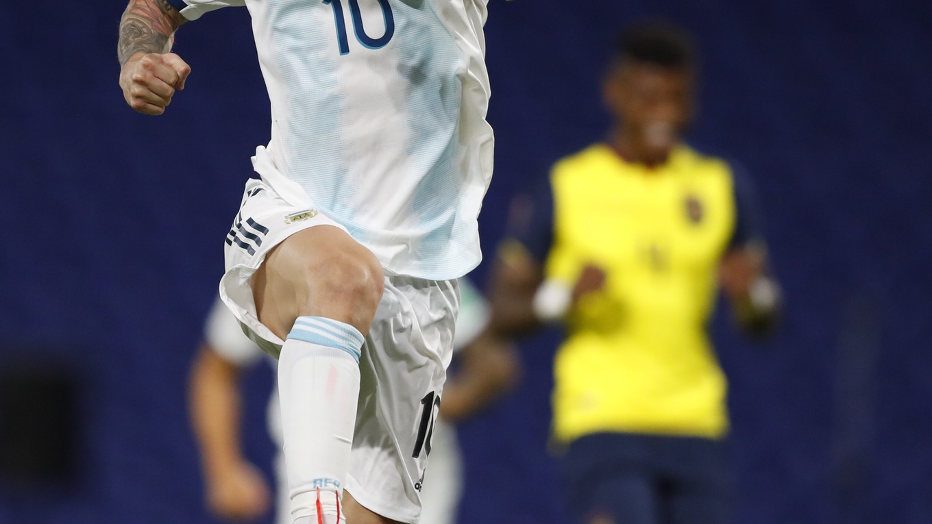 Lionel Messi (Argentína) v zápase kvalifikácie o postup na MS 2022 proti Ekvádoru.