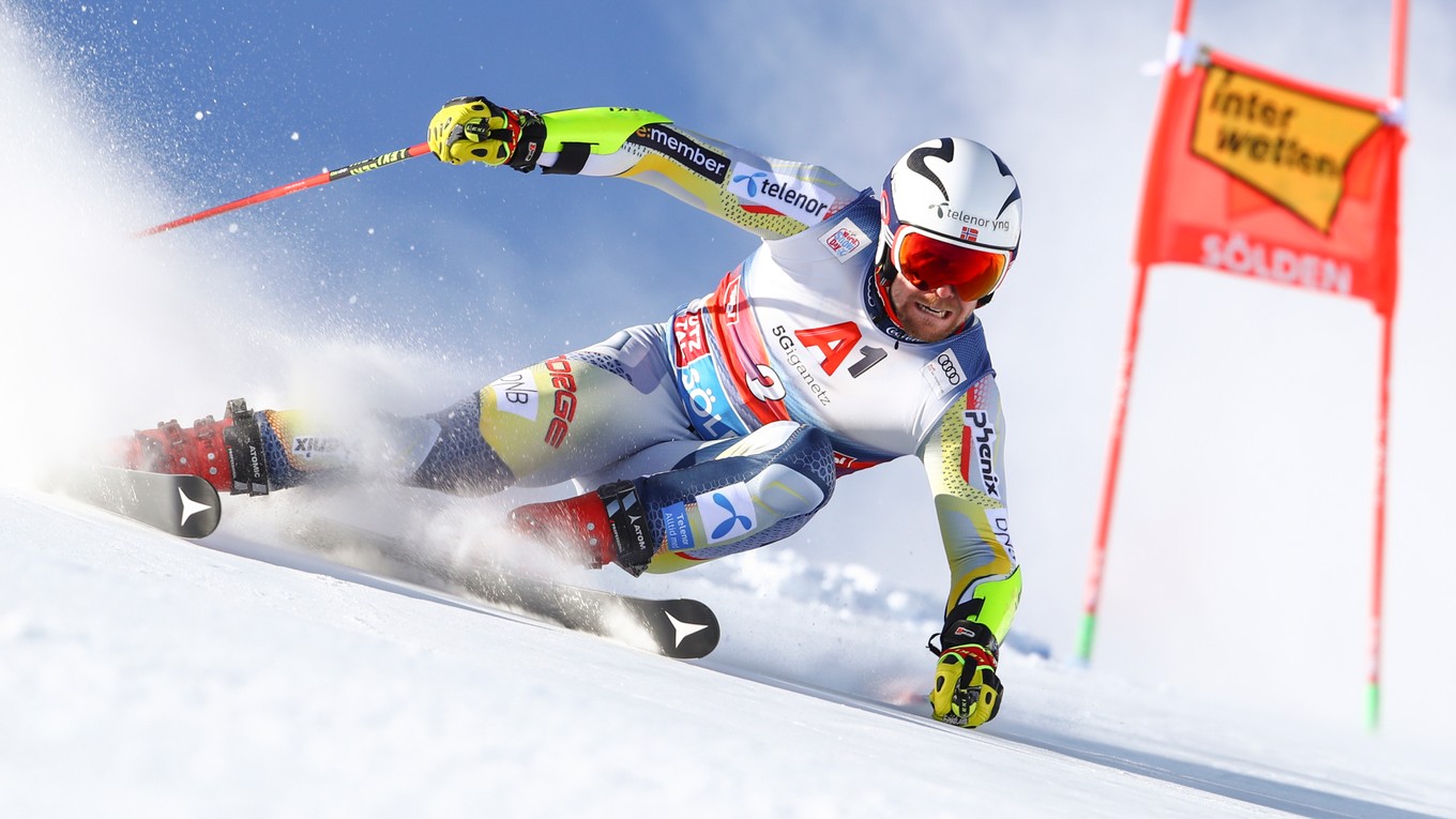 Aleksander Aamodt Kilde počas obrovského slalomu v Söldene 2020.